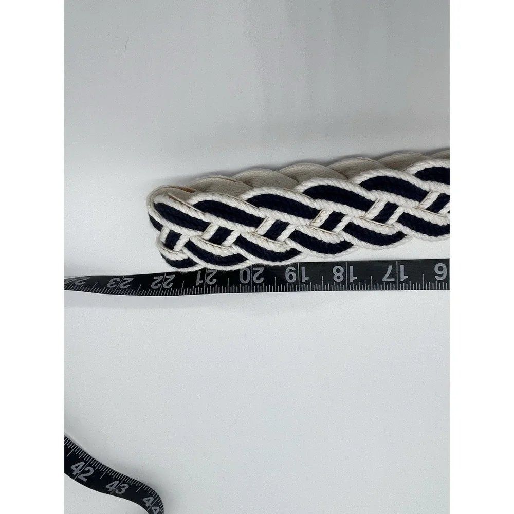 Vineyard Vines Men's Black White  braided rope belt Golf Casual Preppy Office XL